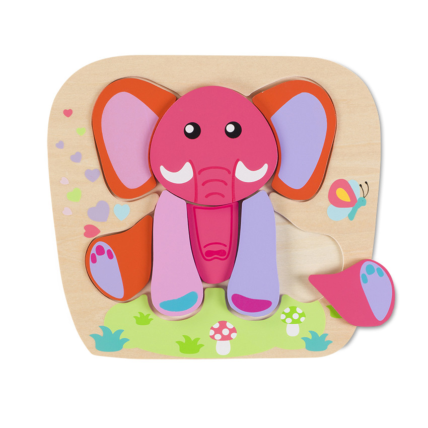 Ξύλινο Παιχνίδι Πάζλ Ελέφαντας 9 Τμχ 