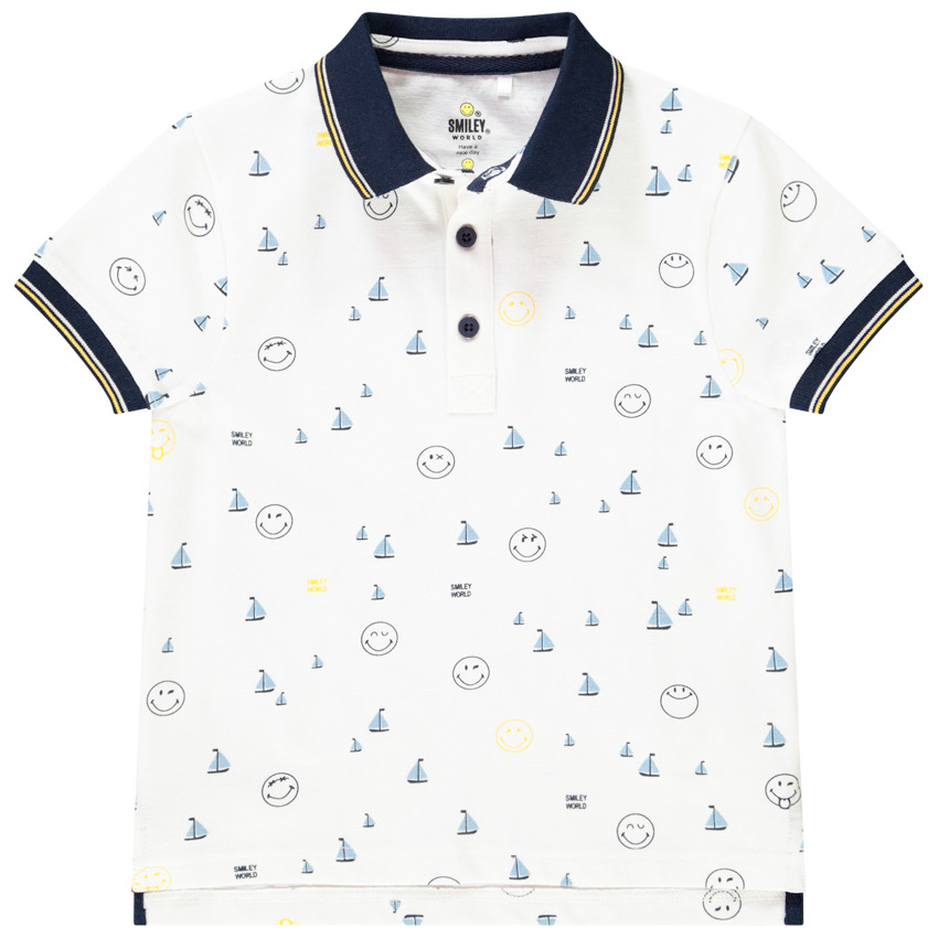 Polo κοντομάνικο με σχέδιο SmileyWorld για αγόρι 