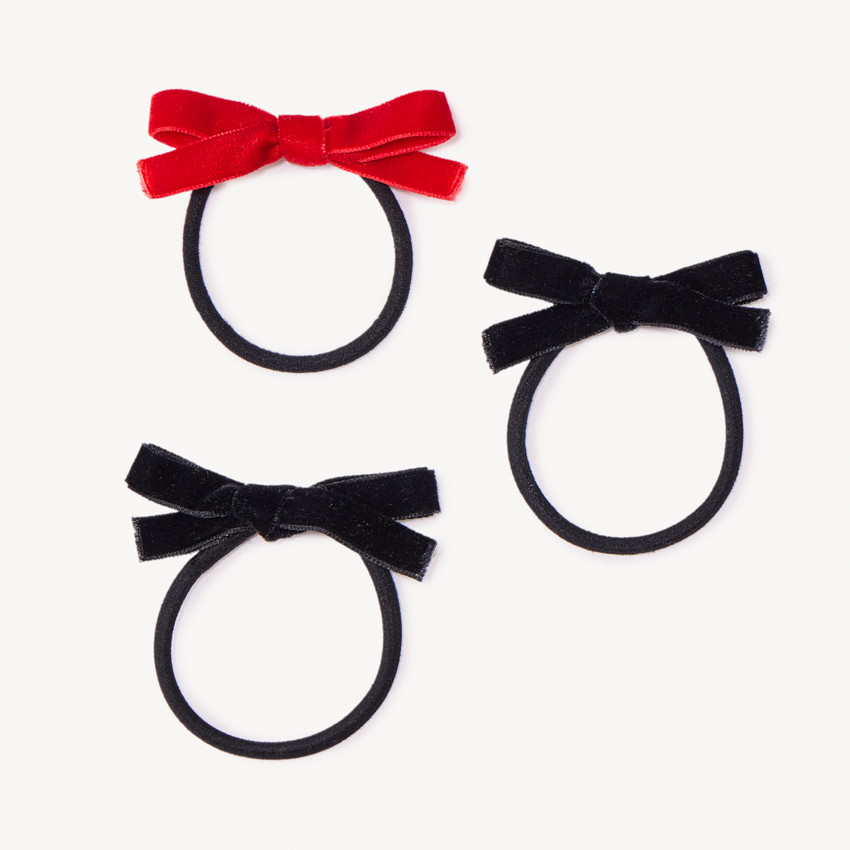 Lot de 3 élastiques à nœud en velours pour fille 