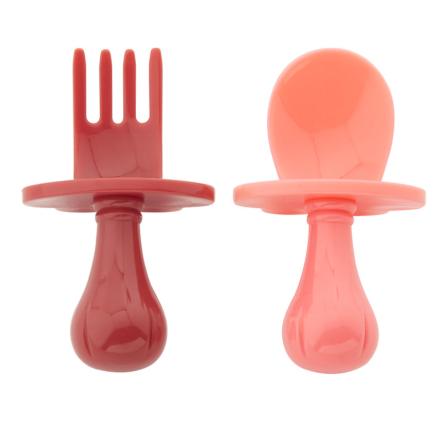 Σετ από 2 εργονομικά μαχαιροπίρουνα montessori Yummix - Ροζ 