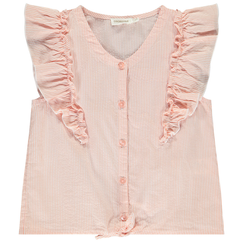 Πουκάμισο ριγέ με μεγάλα βολάν για κορίτσι 