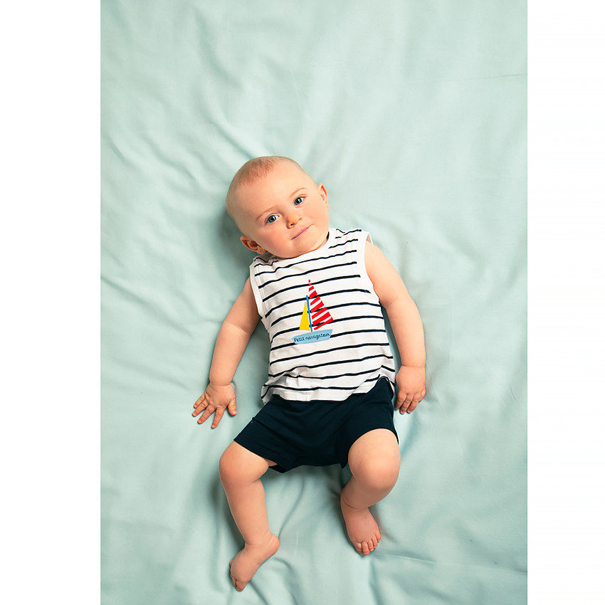 Lot de 2 combinaisons courtes imprimé voiliers pour bébé garçon 