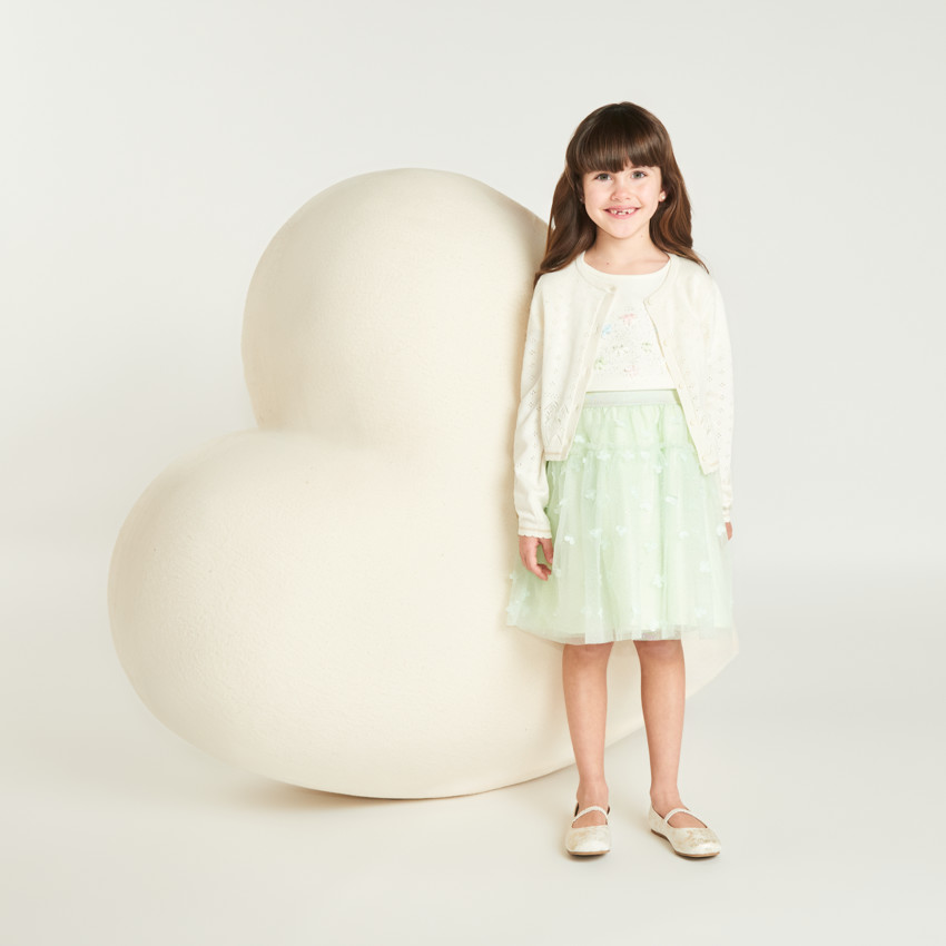 Jupe en tulle pailletée avec fleurs en relief pour fille 
