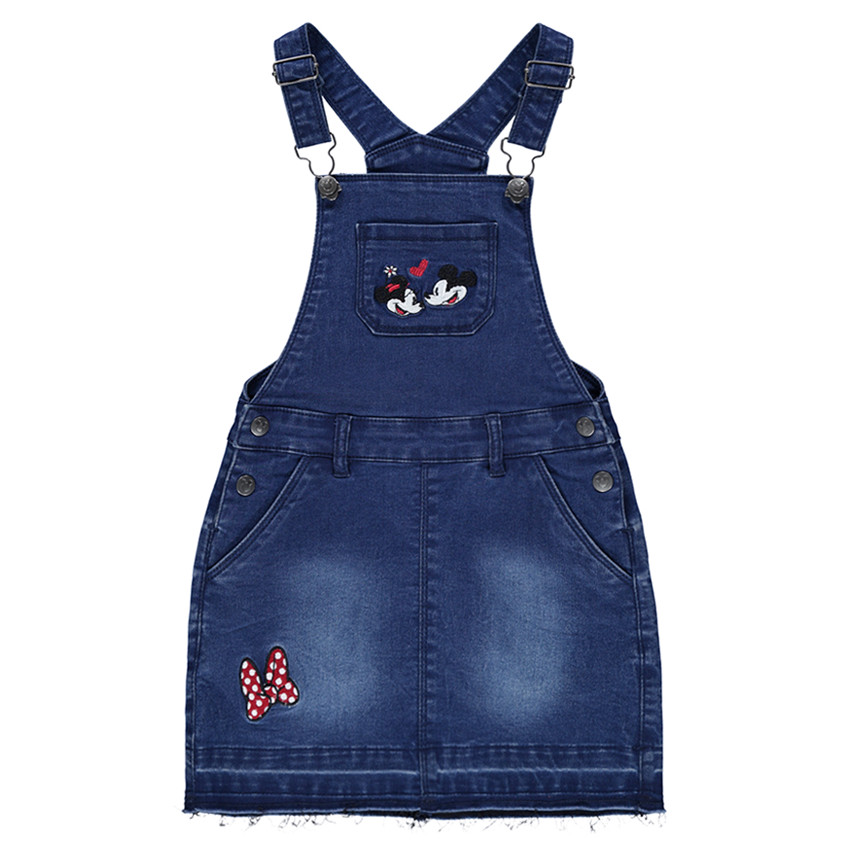 Τζιν φόρεμα-σαλοπέτα με used όψη και κέντημα τη Μίνι και τον Μίκυ της ©Disney 