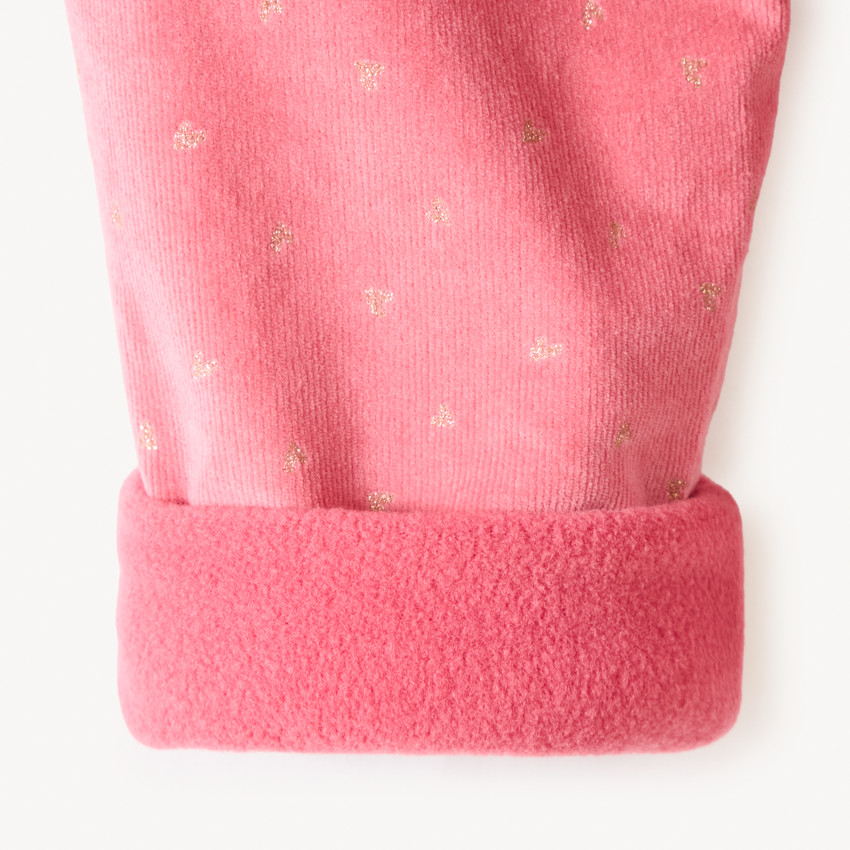 Pantalon velours doublé et imprimé cœur pour bébé fille  