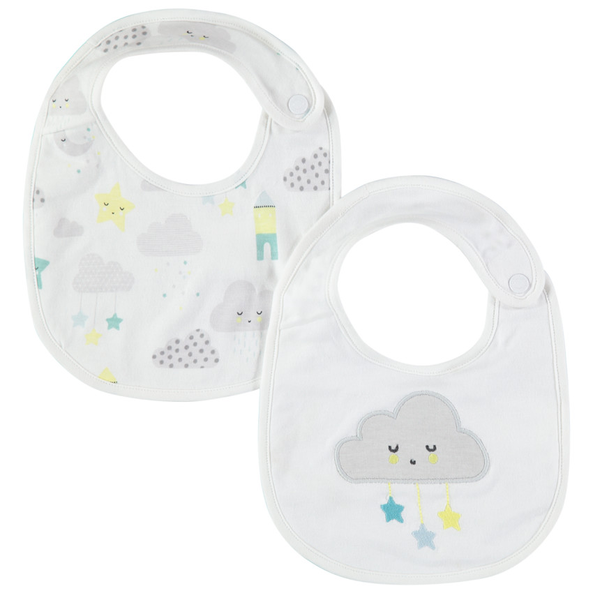 Σετ 2 βαμβακερές σαλιάρες με μοτίβο σύννεφα 