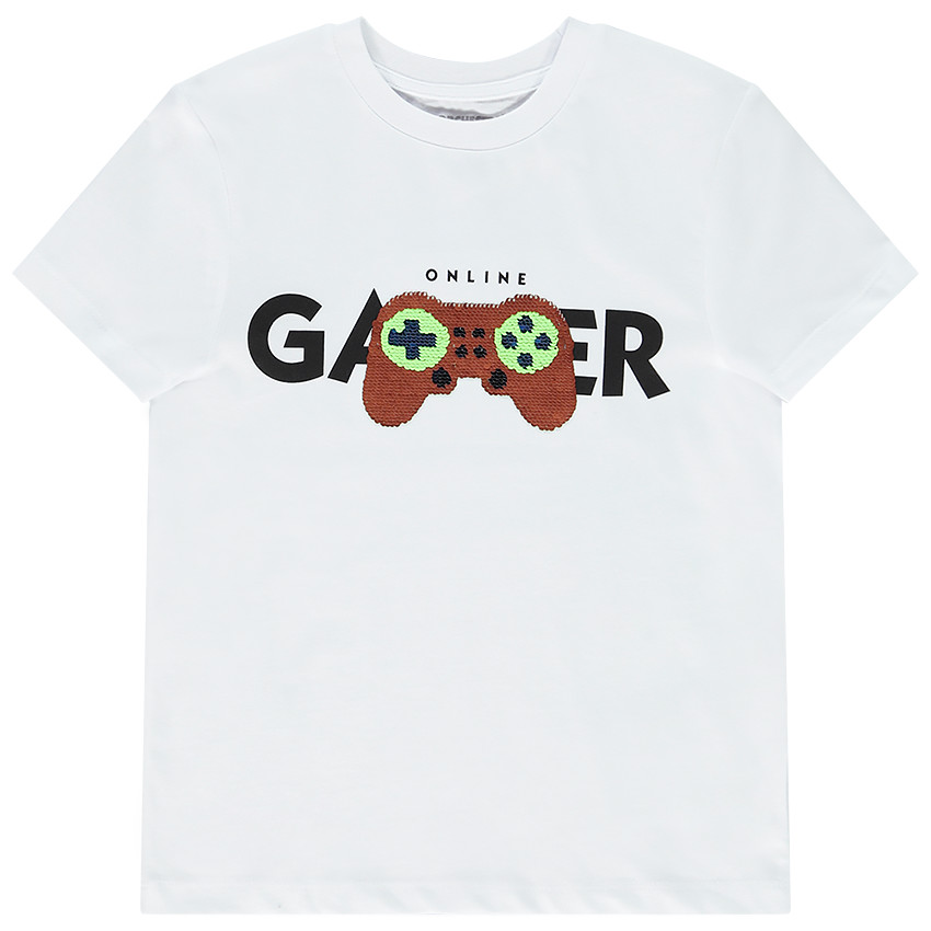 T-shirt manches courtes print et sequins magiques pour garçon  Additional T-shirt manches courtes print et sequins magiques pour garçon