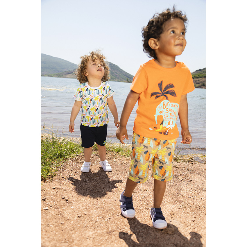 T-shirt manches courtes print éléphant/palmier pour bébé garçon 