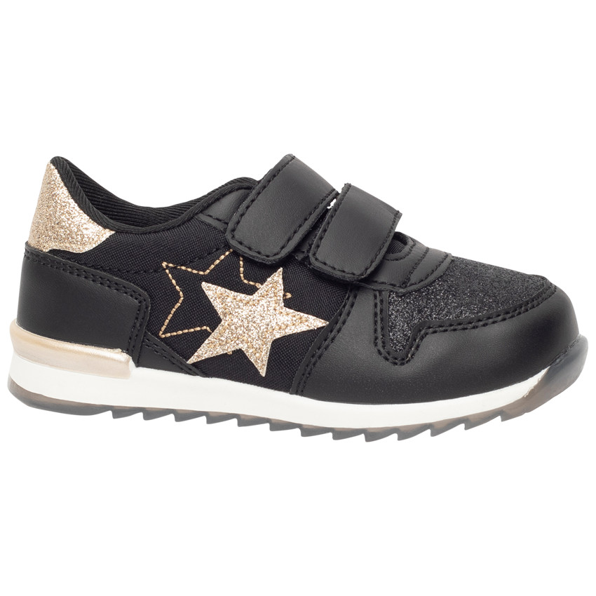 Baskets noires avec empiècements brillants et étoiles pour fille 