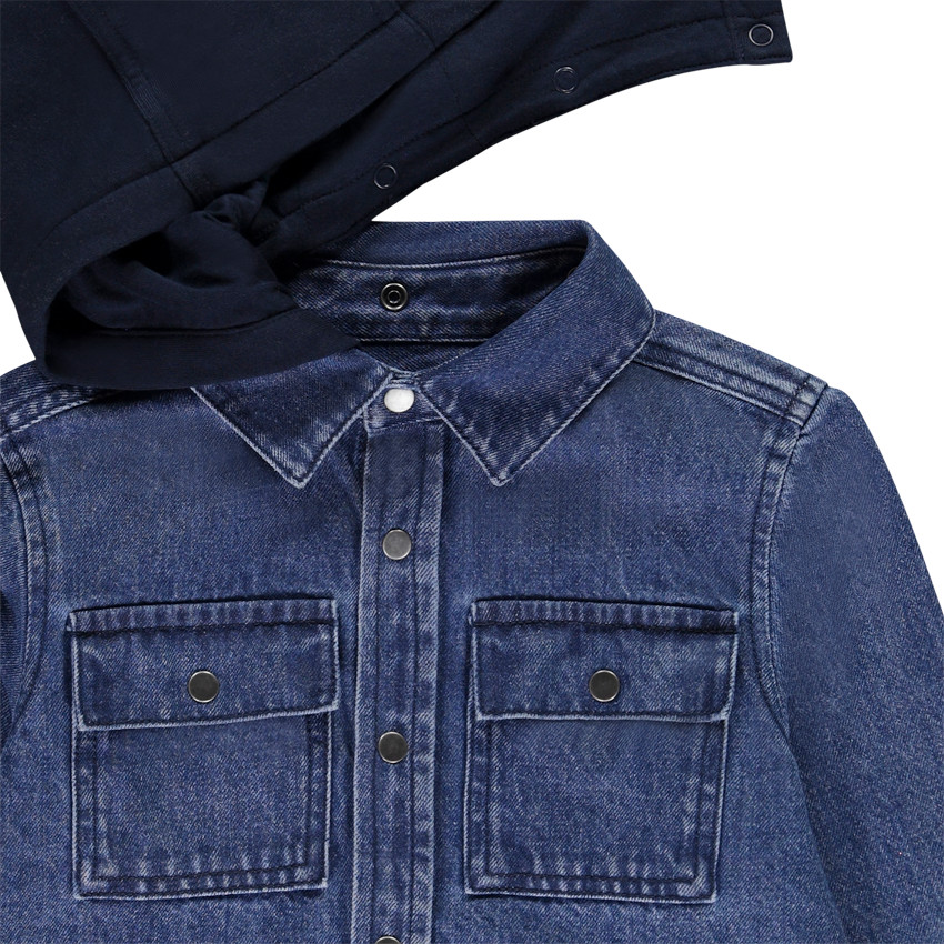 Surchemise en denim brodé et capuche amovible pour garçon  Additional Surchemise en denim brodé et capuche amovible pour garçon
