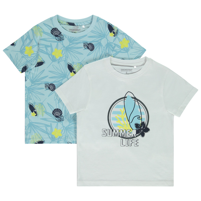 Σετ από 2 κοντομάνικα μπλουζάκια φαντεζί για αγόρι 