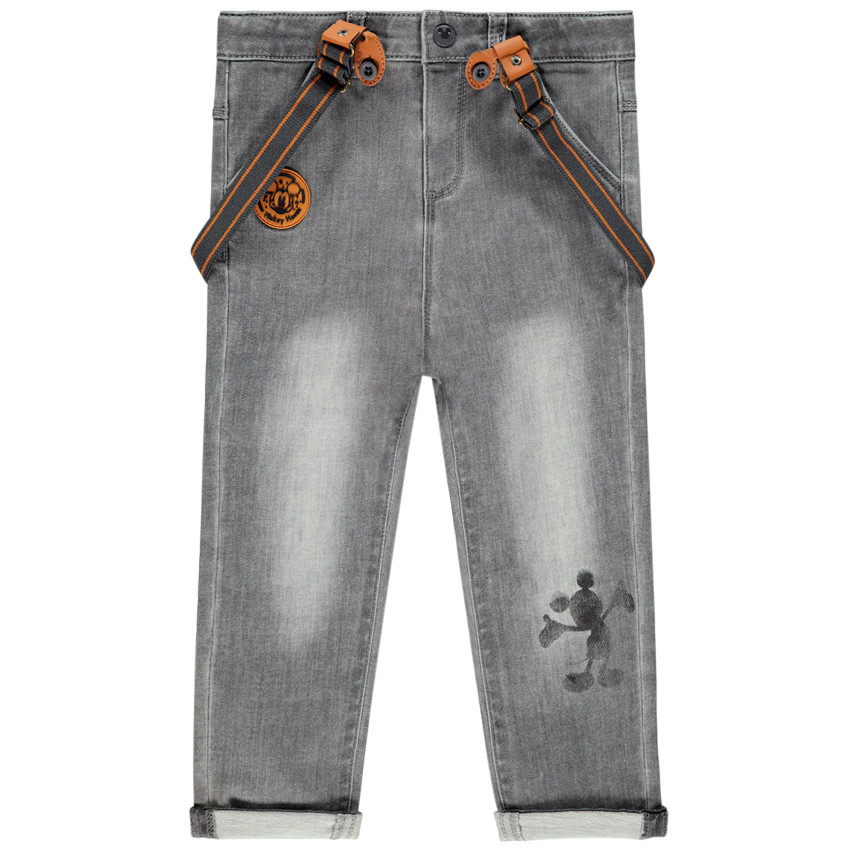 Jean στυλ ξεβαμμένο με τιράντες αφαιρούμενες και σχέδια Mickey Disney  Additional Jean στυλ ξεβαμμένο με τιράντες αφαιρούμενες και σχέδια Mickey Disney