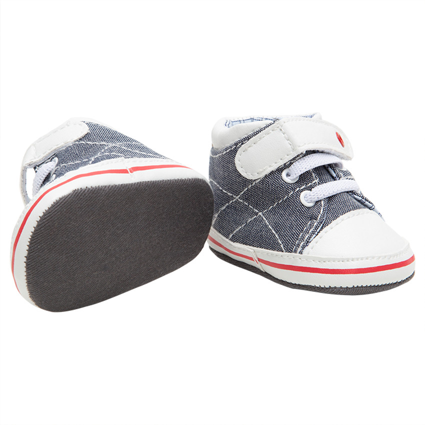 Αθλητικά παπούτσια από ύφασμα με κορδόνια και σκρατς με επένδυση καρό 