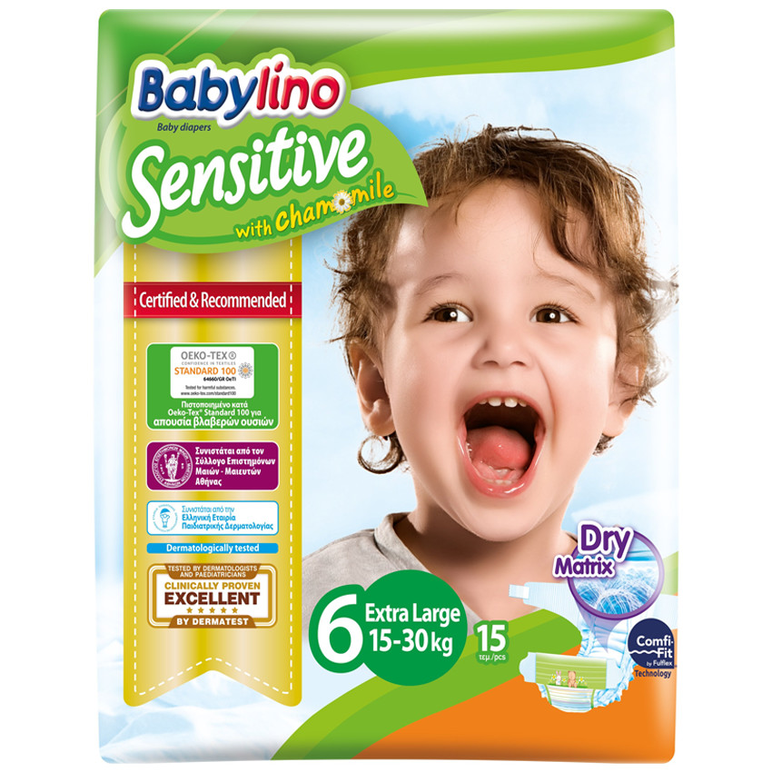 Babylino Sensitive Extra Large No6 15-30kg (15τεμ.)  Additional Babylino Sensitive Extra Large No6 15-30kg (15τεμ.)
