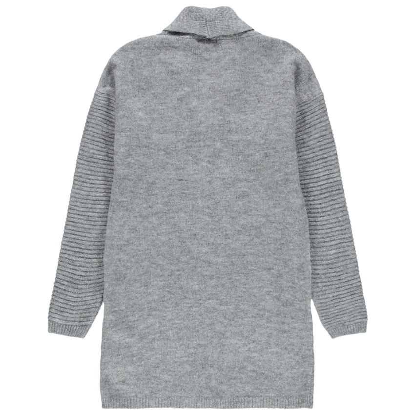 Παιδικά - Μακριά ζακέτα σε χοντρή πλέξη με εξωτερικές τσέπες 