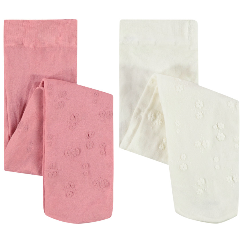 Σετ από 2 λεπτά καλσόν με λουλούδια για κορίτσι μωρό 