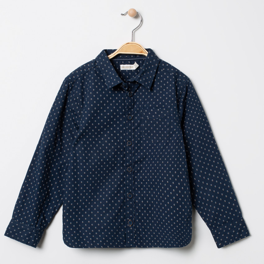 Chemise manches longues à motif all-over et poche 