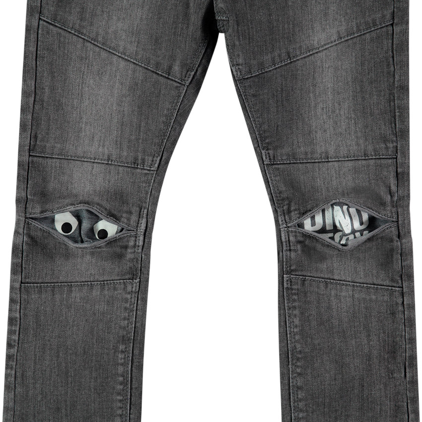 Jean gris effet used et crinkle avec ceinture amovible esprit militaire  