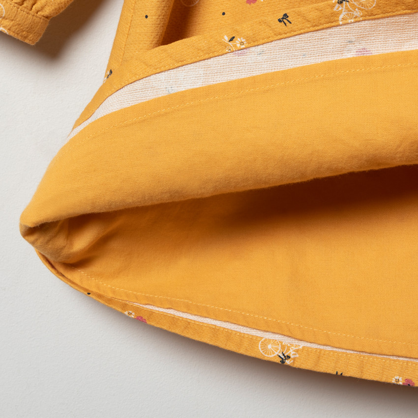 Φόρεμα μακρυμάνικο με σχέδιο και με βολάν για κορίτσι 