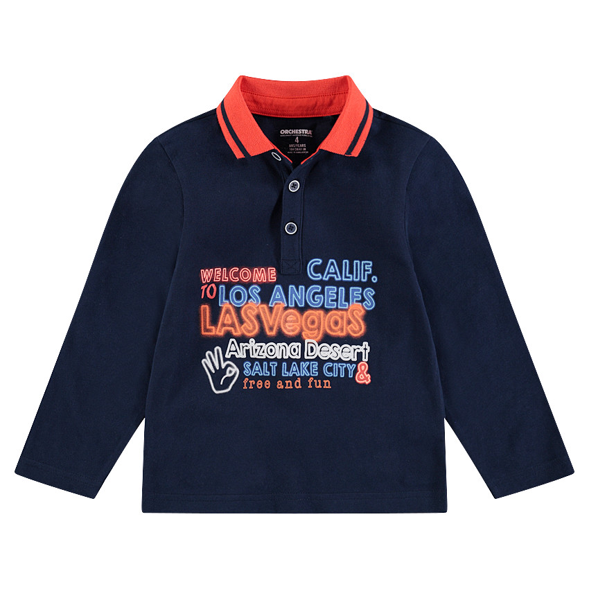 Μακρυμάνικο πόλο ζέρσεϊ με φράση  