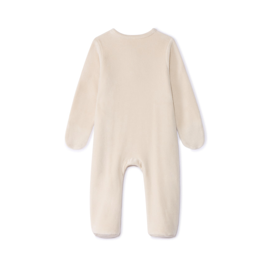 Φορμάκι βελουτέ μονόχρωμο με κέντημα φύλλα για μωρό 