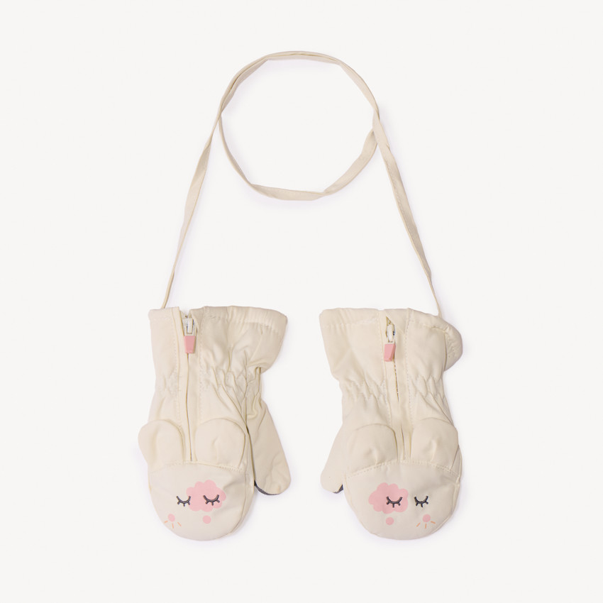 Moufles en toile unie avec broderie pour bébé fille  