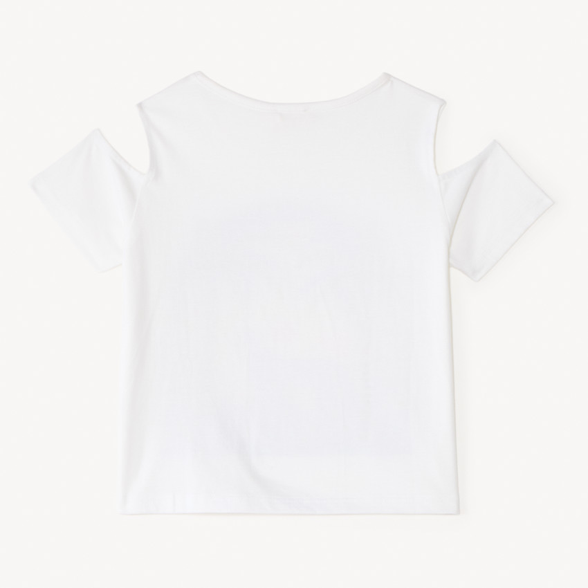 T-shirt avec épaules dénudées imprimé léopard à sequins pour fille 
