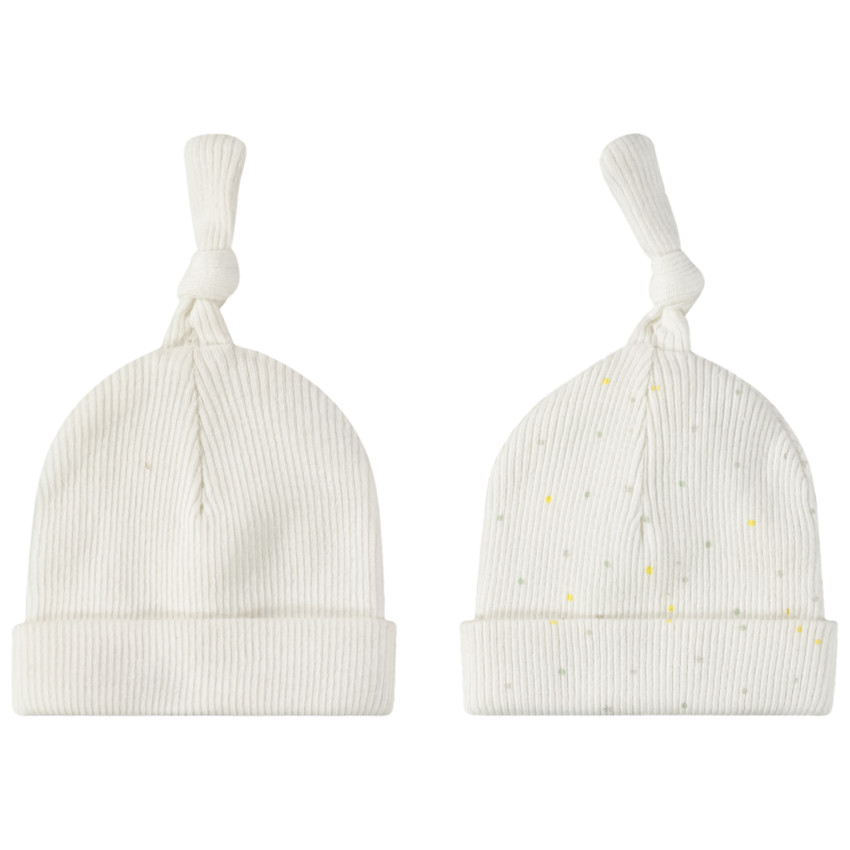 Σετ από 2 πλεκτά σκουφάκια με εφέ κόμπου για μωρό 