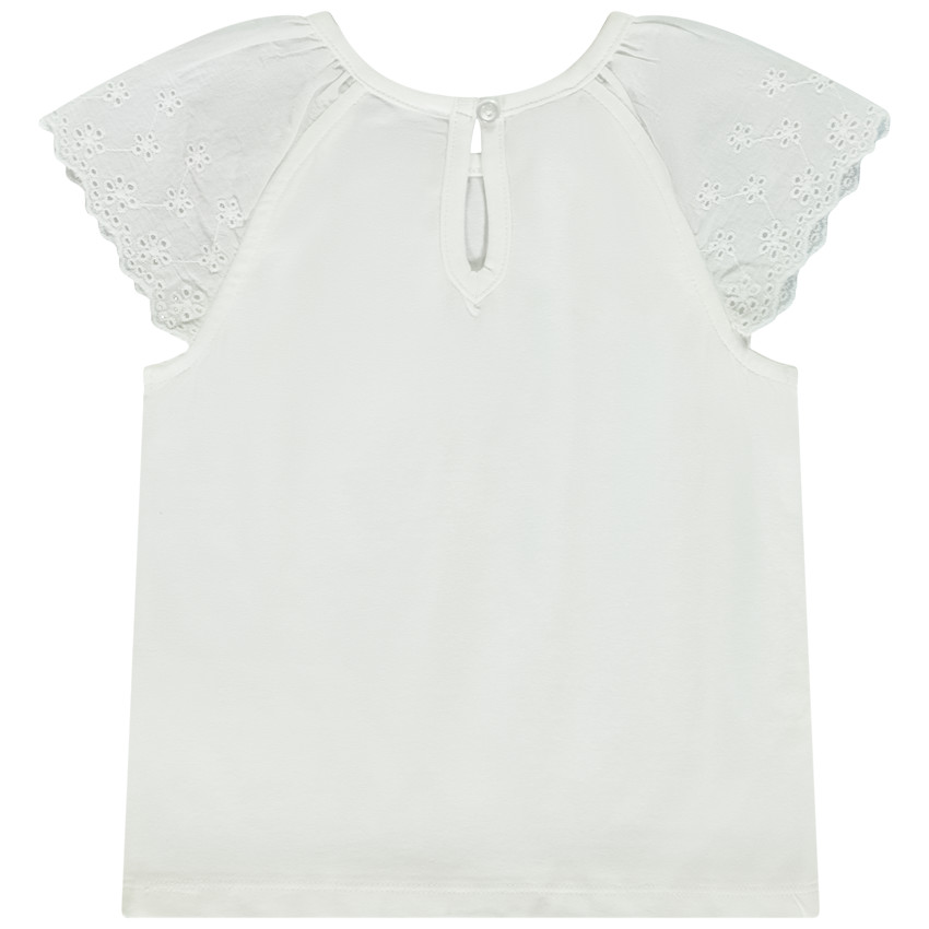 Κοντομάνικο μπλουζάκι με αγγλική δαντέλα για bebe κορίτσι 