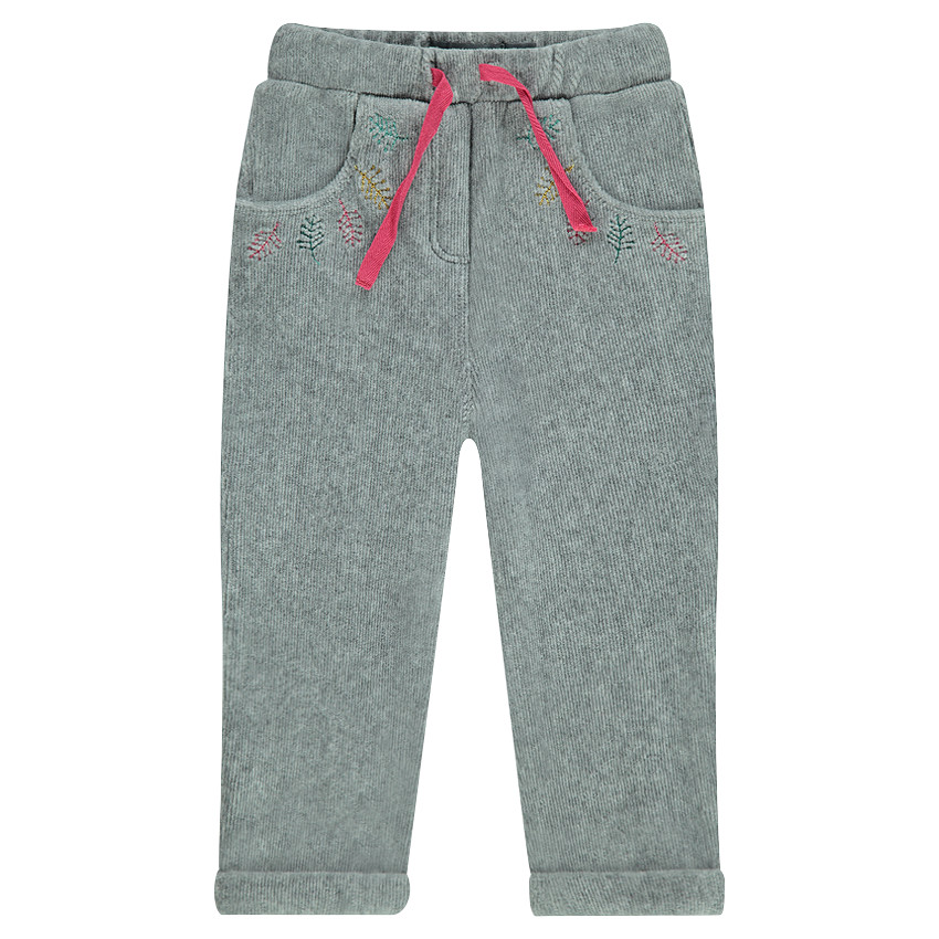 Βελουτέ παντελόνι φόρμας με κεντήματα 