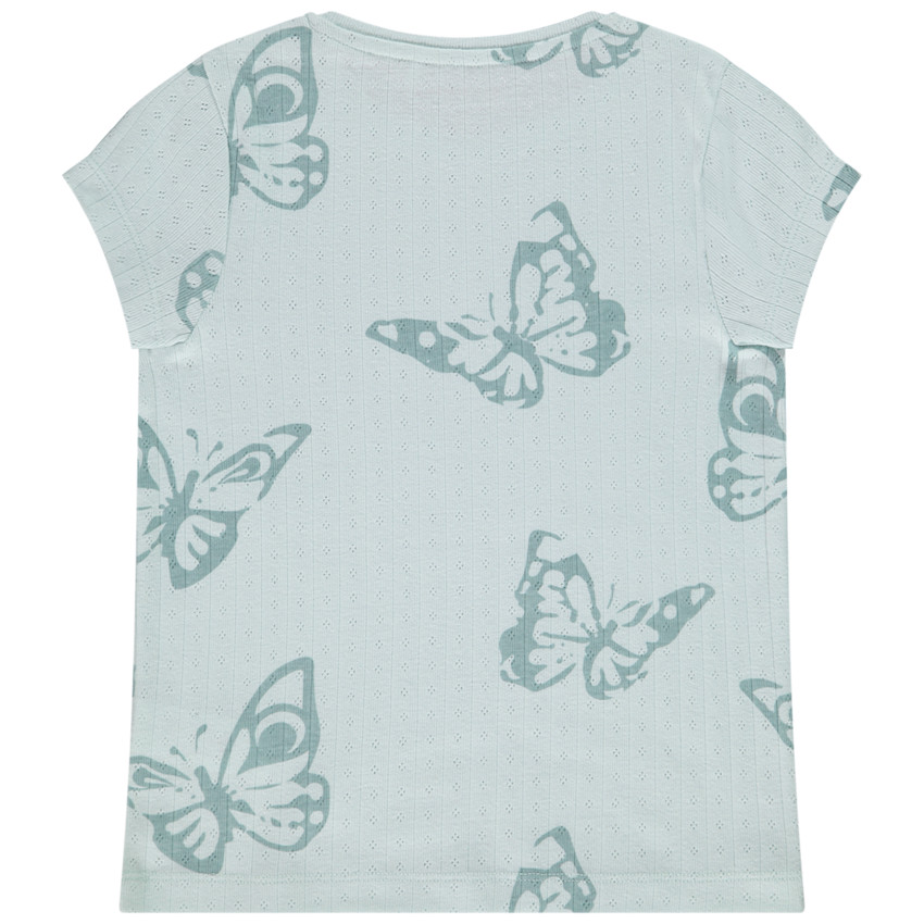 T-shirt κοντομάνικο από πλεκτό με λεπτομέρειες pointelle για κορίτσι 