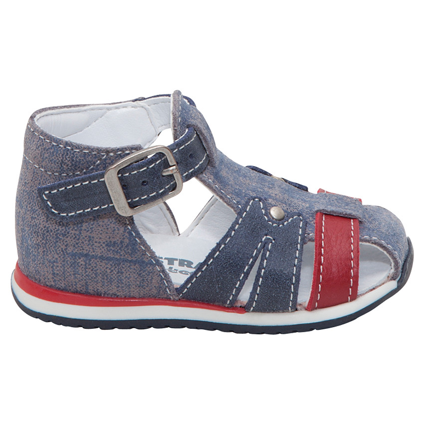 Σανδάλια από δέρμα με λουριά σε αντίθεση και εφέ used 