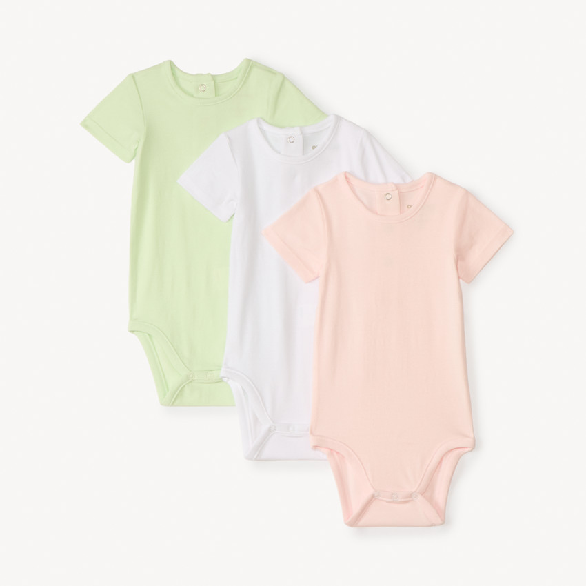 Σετ από 3 μονόχρωμα κοντομάνικα bodies για κορίτσι . 